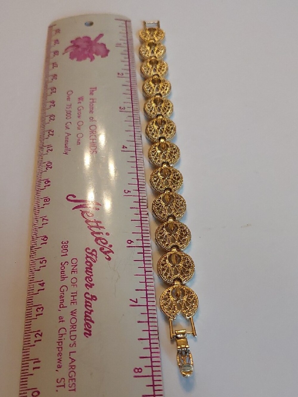 Diamond-cut Goldtone Dainty Filigree Link Bracelet And Station Necklace EUC - Picture 8 of 16
